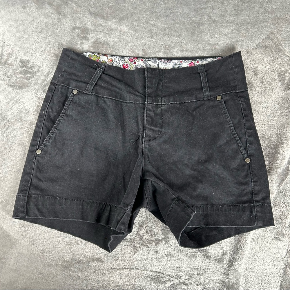 One 5‎ One Shorts Women Size 4 Black Preppy Wide Waistband Retro Summer Resort